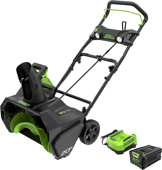 Greenworks 80V 20" Cordless Battery Single-Stage Snow Blower w/ 5.0Ah Battery & Charger - 2615802