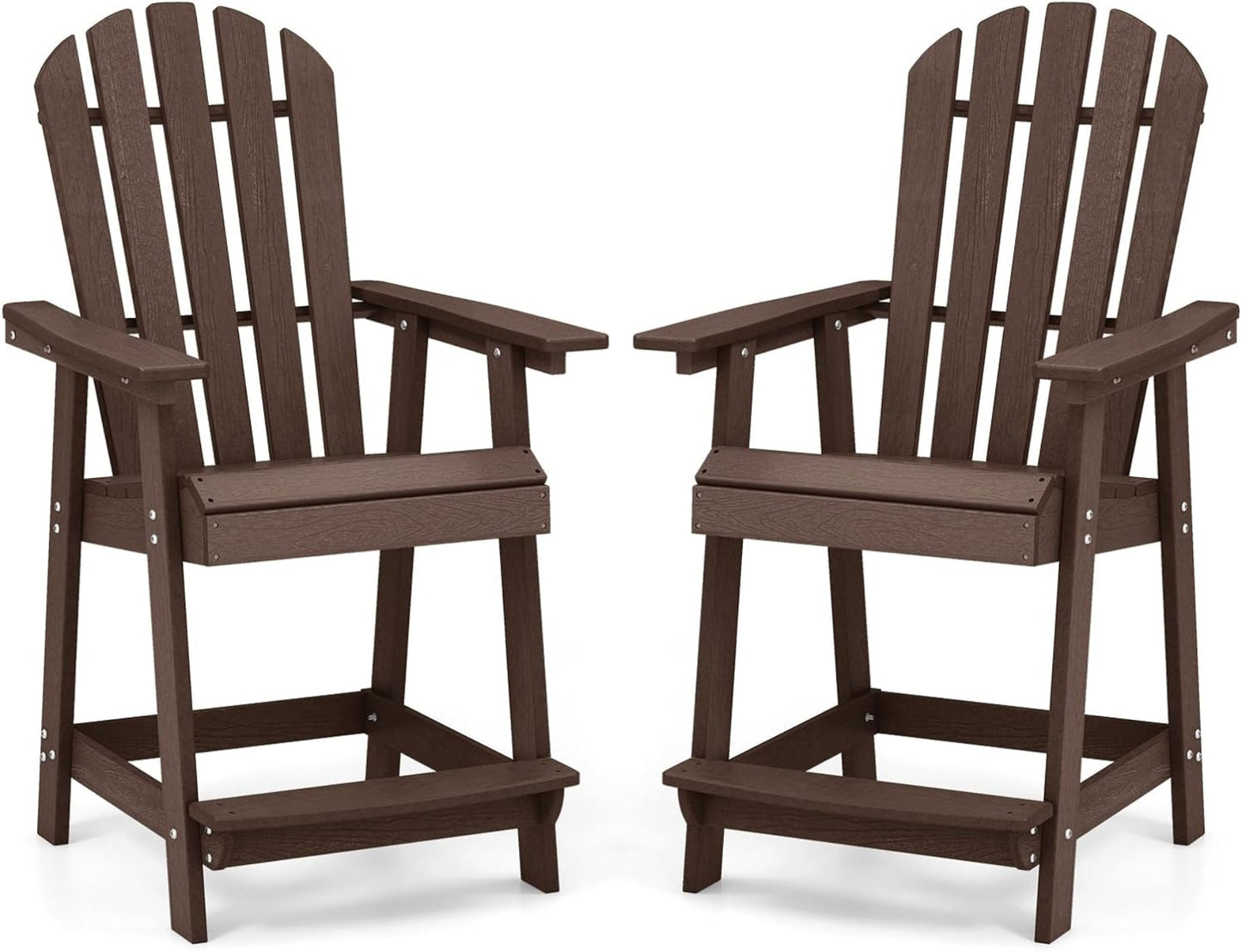 Tangkula Outdoor Bar Stool, HDPE Tall Adirondack Chair with Armrest & Footrest - NP11571GR