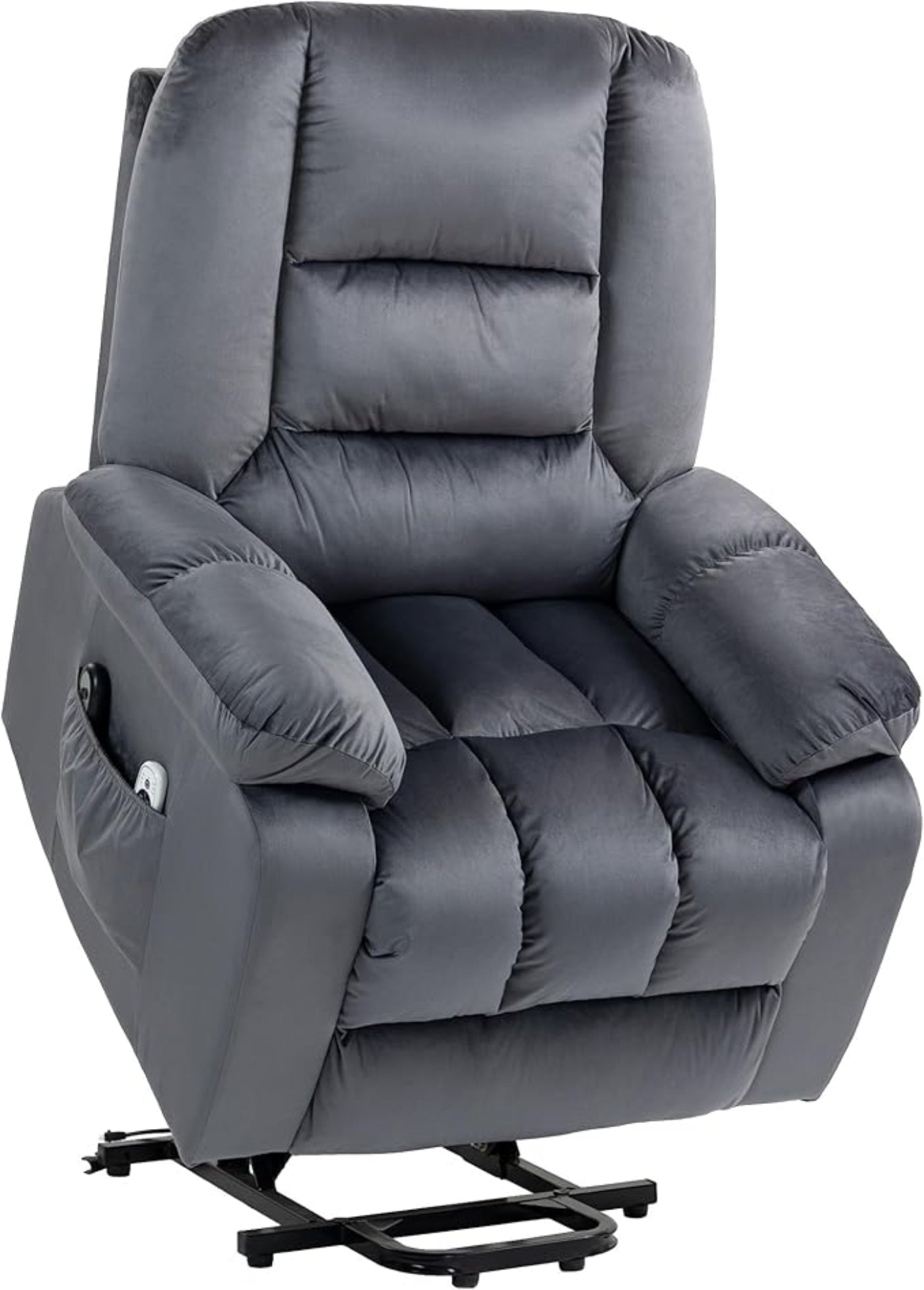 HomCom Lift Recliner Chair, Ergonomic Massage Chair with 4 Positions and Heating, Fabric Overstuffed Living Room Chairs with Side Pockets, Dark Brown - B0CTY2JHYZ-1