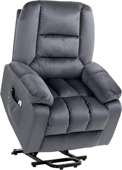 HomCom Power Lift Recliner Chair, Ergonomic Massage Chair with 4 Positions and Heating, Fabric Overstuffed Living Room Chairs with Side Pockets, Dark Brown - B0CTY2JHYZ-1