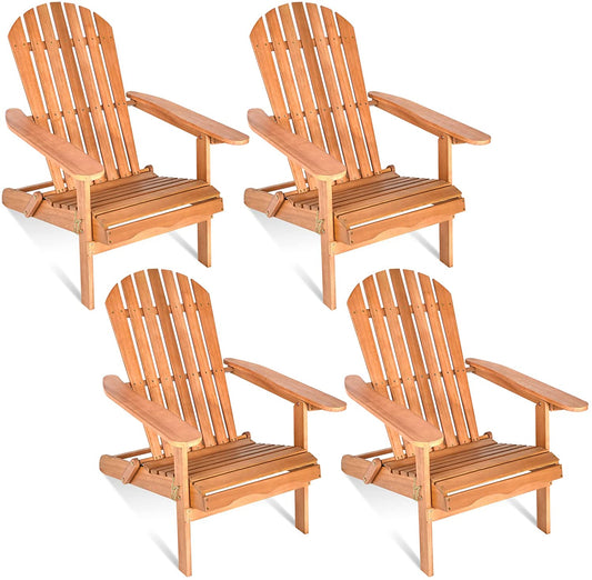 Tangkula Folding Adirondack Chair,  Lounger Chair for Patio Porch Deck Poolside and Backyard - HW63703