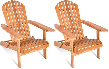 Tangkula Folding Adirondack Chair,  Lounger Chair for Patio Porch Deck Poolside and Backyard - HW63703