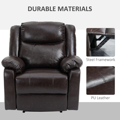HomCom PU Leather Manual Recliner with Thick Padded Upholstered Cushion and Retractable - B096NGF927