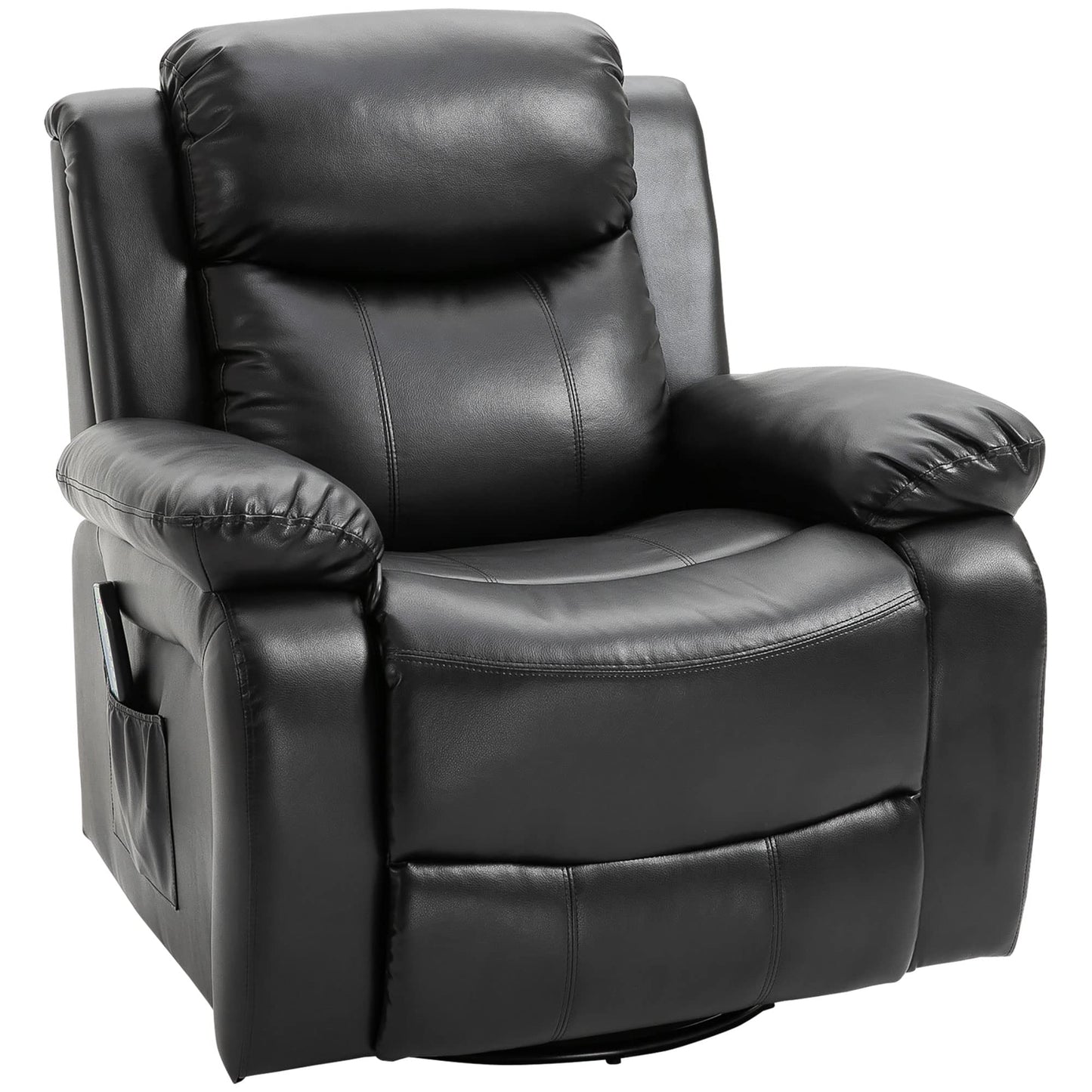 HomCom PU Leather Massage Recliner Chair, Swivel Rocker Sofa with Remote Control, Footrest, - B0BG7VCSHM