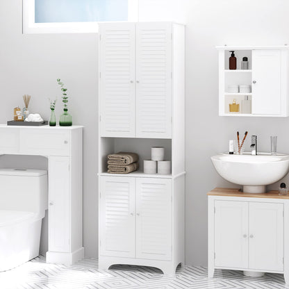 HomCom Tall Narrow Bathroom Storage Cabinet with Doors and Shelf Adjustability - B08BCH9T6H-1