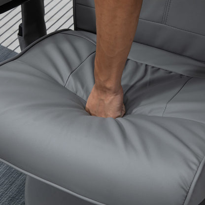 HomCom Massaging Faux Leather Recliner Chair and Ottoman Set, Swivel Vibration - B0C73RSQRK