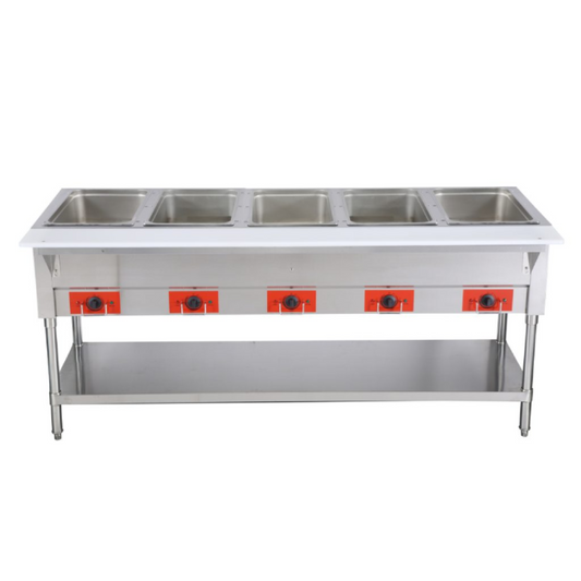 Chef AAA - FW-CN-0005-F, Commercial 72" Electric Steam Table with Cutting Board and Under-Shelf - FW-CN-0005-F