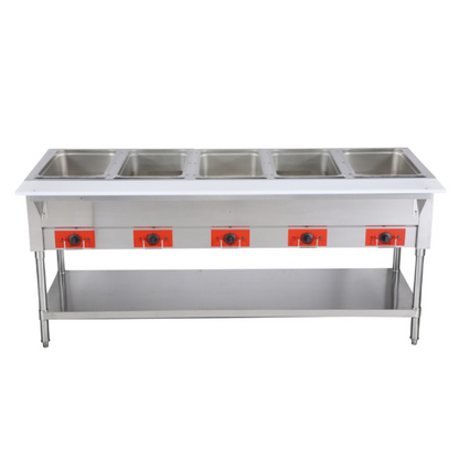 Chef AAA - FW-CN-0005-F, Commercial 72" Electric Steam Table with Cutting Board and Under-Shelf - FW-CN-0005-F