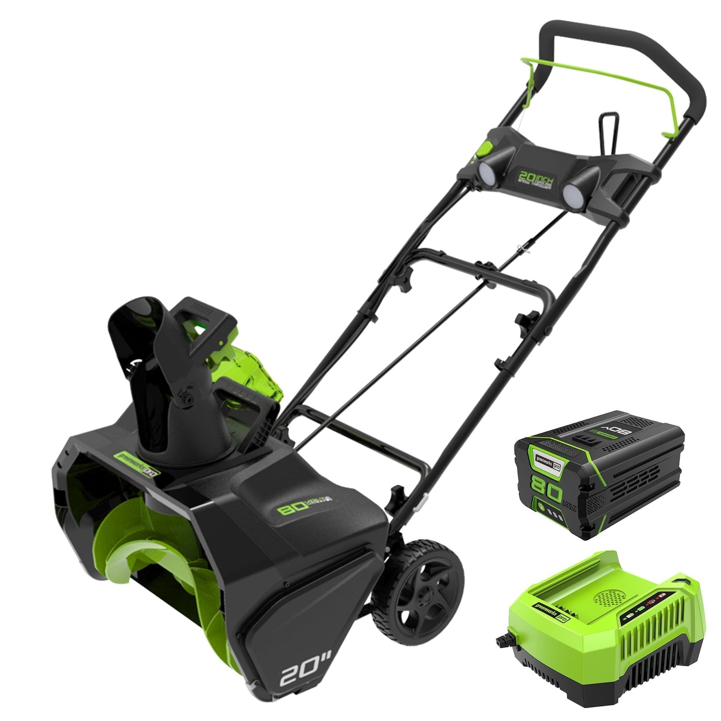 Greenworks 80V 20" Cordless Battery Single-Stage Snow Blower w/ 2.0Ah Battery & Charger - 2600402