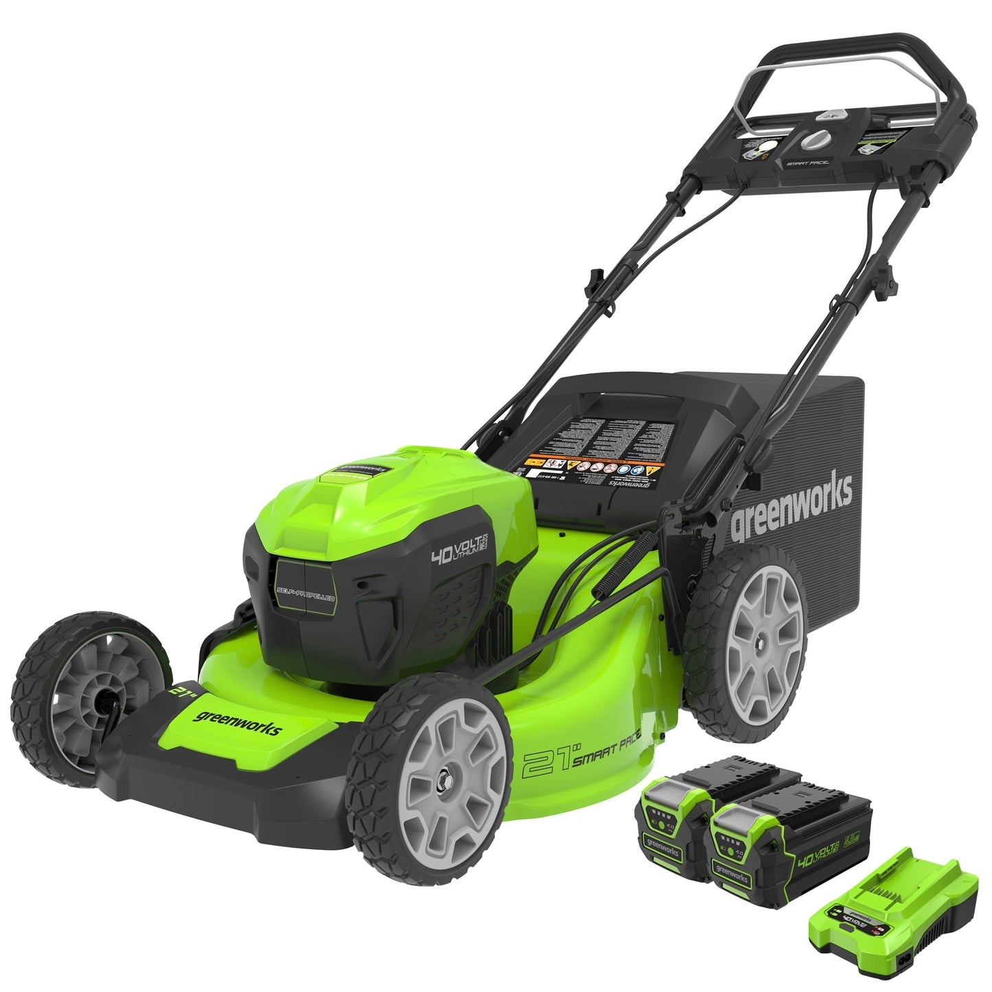 Greenworks 40V 21" Cordless Battery Self-Propelled Lawn Mower w/ (2) 4.0Ah USB Batteries & Charger - 2525202