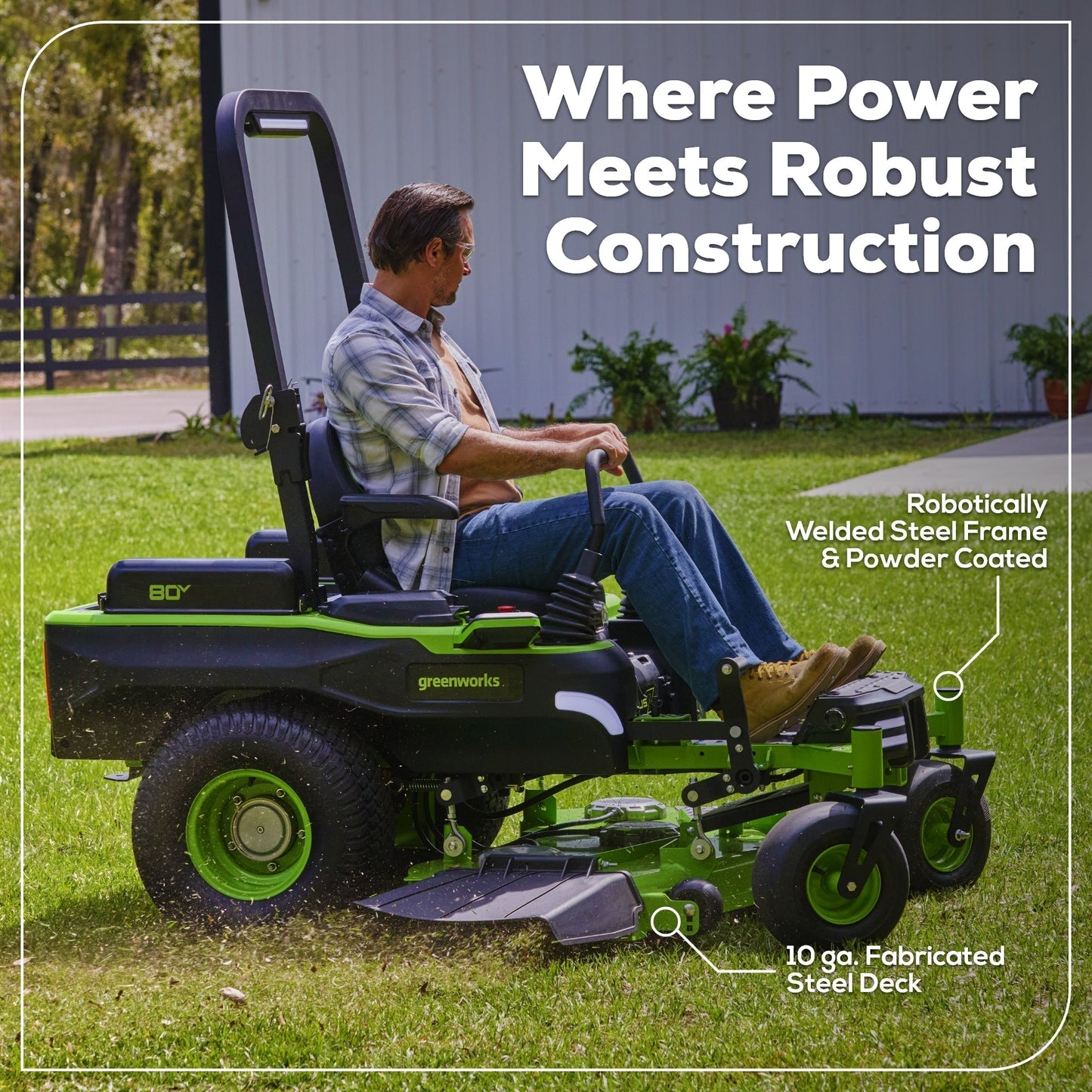 Greenworks 80V 60" MaximusZ Zero Turn Lawn Mower w/ (4) 8Ah Batteries, (2) 16Ah Batteries & 1.5kW Wall Charger - 7423502