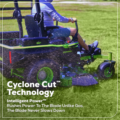 Greenworks 80V 60" MaximusZ Zero Turn Lawn Mower w/ (4) 8Ah Batteries, (2) 16Ah Batteries & 1.5kW Wall Charger - 7423502