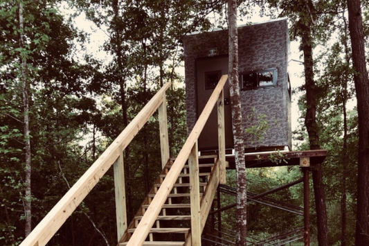 Big Dogg Deer Blinds Aluminum and Insulated Deer Blinds 6' X 6' Elevated with 5' Base, Stairs, Porch & Railings Big Dogg - BD6X65BSPR