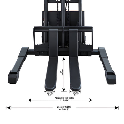 Apollolift Semi-Electric Straddle Stacker  2200Lbs Cap. 98" Lifting