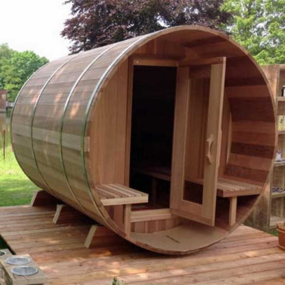 Dundalk LeisureCraft Clear Red Cedar Barrel Sauna - DLCRCBS-666KW