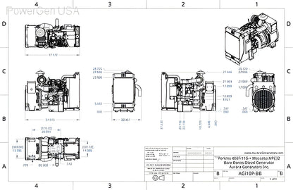 Aurora Generators 10 kW Perkins Diesel Generator - Bare Bones - PowerGen USA - AGi10P-BB