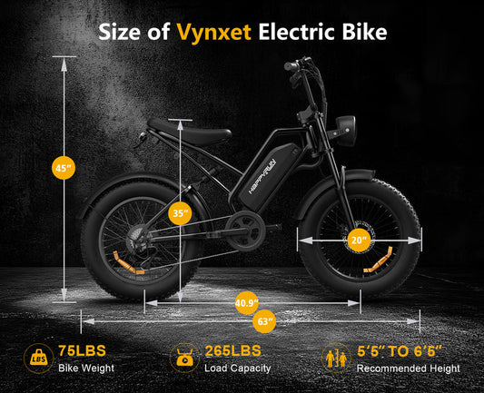 Vynxet Electric Bike for Adults 1500W Peak 48V 18Ah Ebike Removeable Battery Adult Electric Bicycles 60+Miles 32Mph Top Speed All Terrain Fair Tire Electric Bike G50