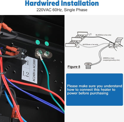 BILT HARD 10,000W Garage Heater, 240V Digital Fan-Forced Wall Mount Shop Heater with Full-Function Remote, Hardwired Shop Heater with 8H Timer, Overheat Protection, Ideal for Garage, Workshop - WHF-0509