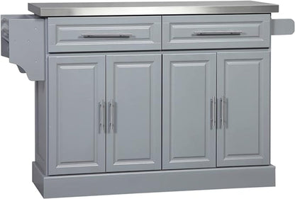 HomCom Rolling Kitchen Island with Storage, Portable Kitchen Cart with Stainless Steel Top - B071YMR7FJ-1