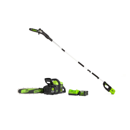 Greenworks 80V 18" Cordless Battery Chainsaw & 10" Pole Saw Combo Kit w/ 4.0 Ah Battery & Rapid Charger - 1343202-VK