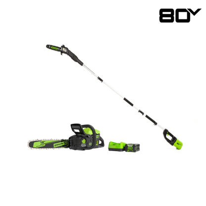 Greenworks 80V 18" Cordless Battery Chainsaw & 10" Pole Saw Combo Kit w/ 4.0 Ah Battery & Rapid Charger - 1343202-VK