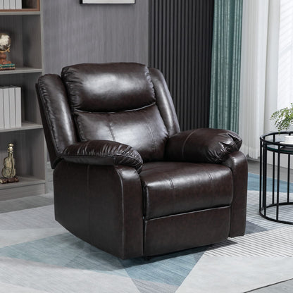 HomCom PU Leather Manual Recliner with Thick Padded Upholstered Cushion and Retractable - B096NGF927
