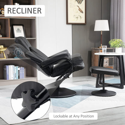 HomCom Swivel Recliner, Manual PU Leather Armchair with Ottoman Footrest for Living Room, - B09PV297DL-1