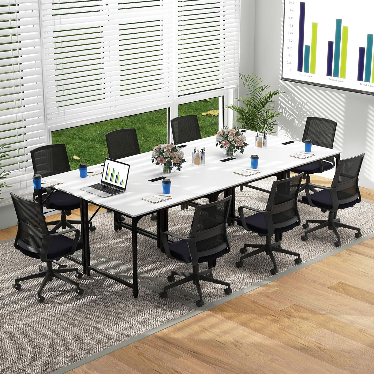 Tangkula Conference Table Set of 1/2/4/6, Modern Boardroom Desk with Storage Bag, Head phone Hook - JV11275US-CF