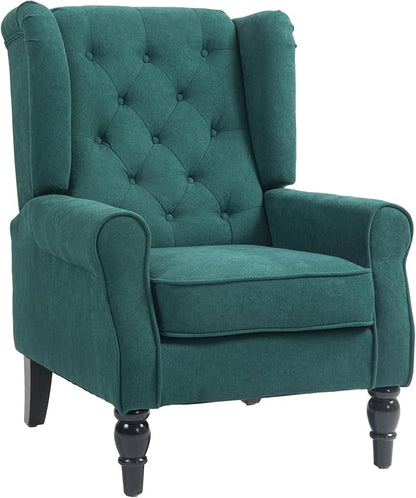 HomCom Button-Tufted Accent Chair with High Wingback, Rounded Cushioned Armrests and Thick Padded Seat, Blue - B07ZR3K7CL-1