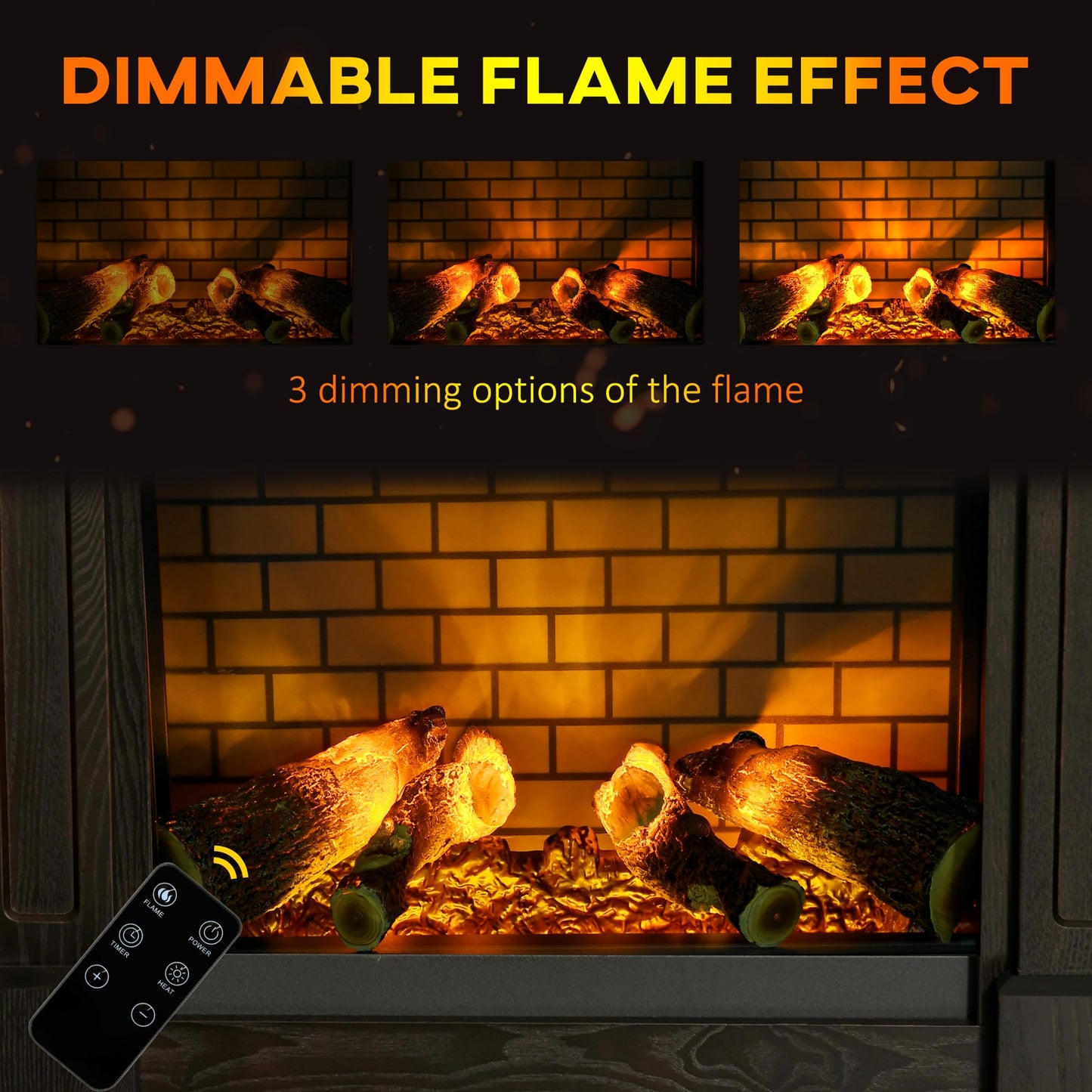 HomCom 32" Electric Fireplace with Mantel, Freestanding Heater with LED Log Flame - B09GVD4MV4