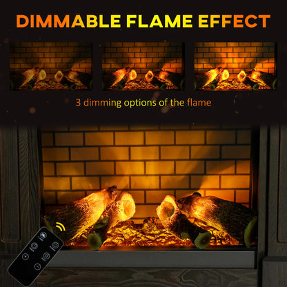 HomCom 32" Electric Fireplace with Mantel, Freestanding Heater with LED Log Flame - B09GVD4MV4