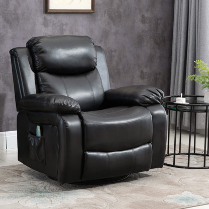 HomCom PU Leather Massage Recliner Chair, Swivel Rocker Sofa with Remote Control, Footrest, - B0BG7VCSHM
