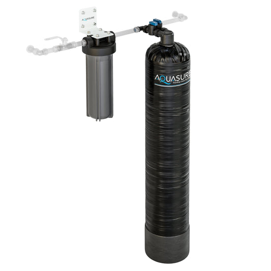 Aquasure Serene Series | 10 GPM Whole House Salt-Free Water Conditioning/Softening System with Triple Purpose Pre-Filter - AS-SF10G