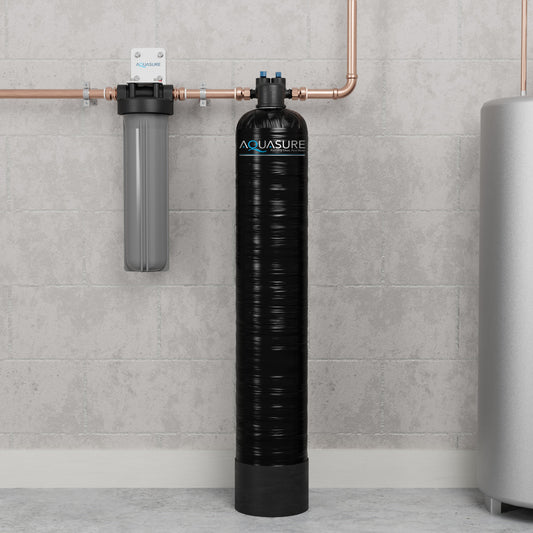 Aquasure Serene Series | 10 GPM Whole House Salt-Free Water Conditioning/Softening System with Triple Purpose Pre-Filter - AS-SF10G