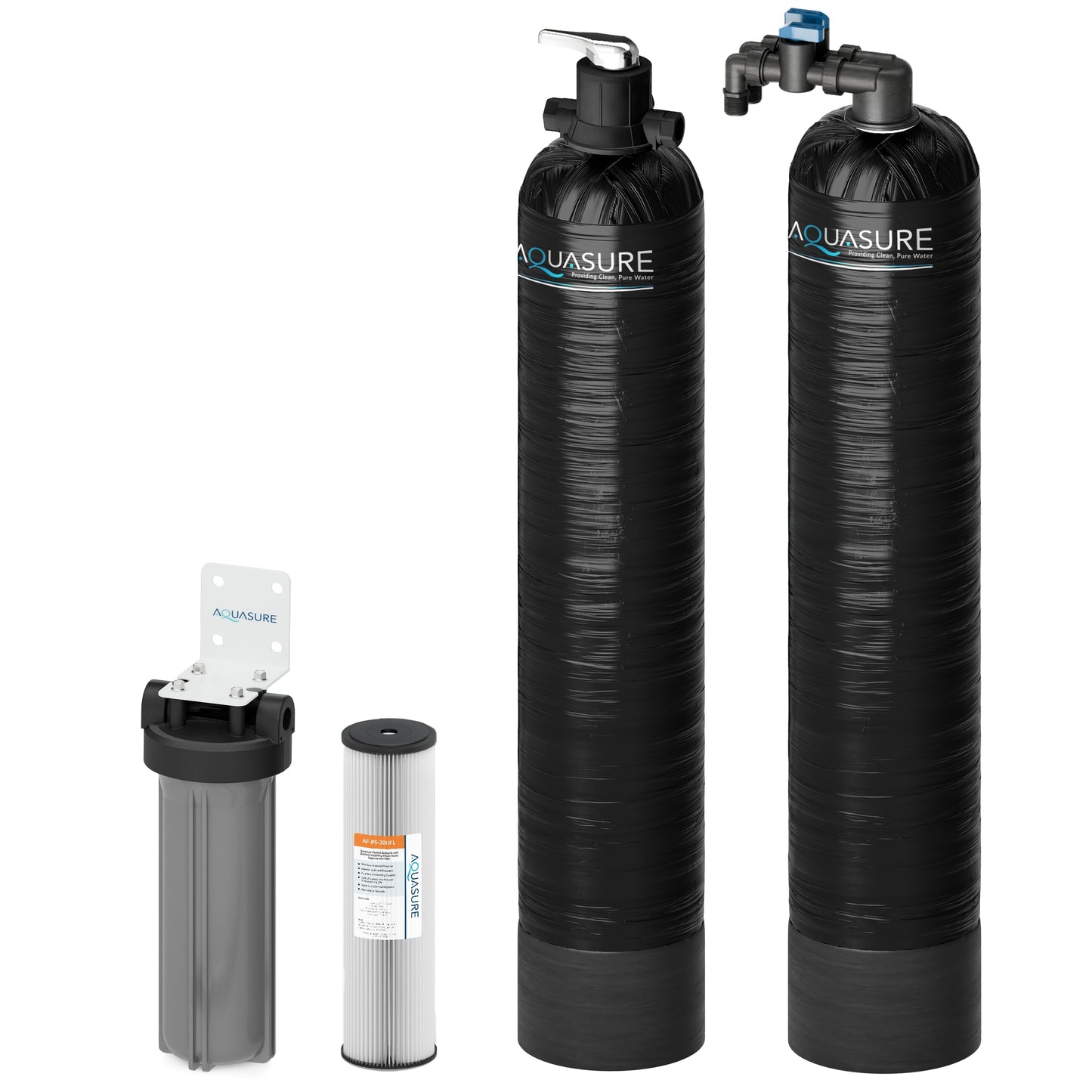 Aquasure Serene Series | 15 GPM Salt-Free Conditioning Bundle with Fortitude Pro Whole House Water Treatment System & Pleated Sediment Pre-Filter - AS-SF15CK