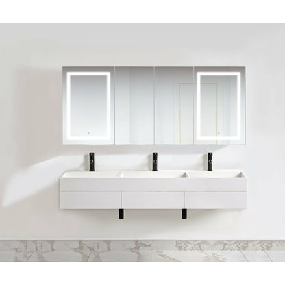 Krugg Svange 8436DLLRR 84″ X 36″ LED Medicine Cabinet with Dimmer & Defogger SVANGE8436DLLRR - Backyard Provider