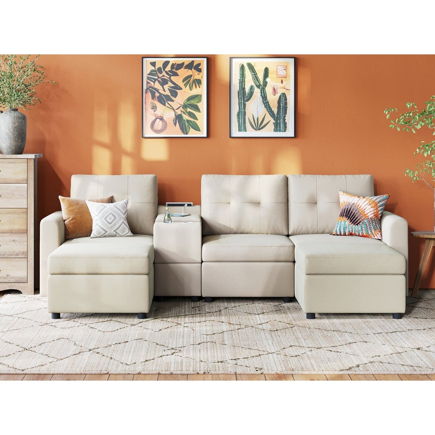 LINSY HOME RUBIK III 3 Seats With 2 Ottomans & Console - US-LH-SPF-Sofa-S800-A-32101-0-00