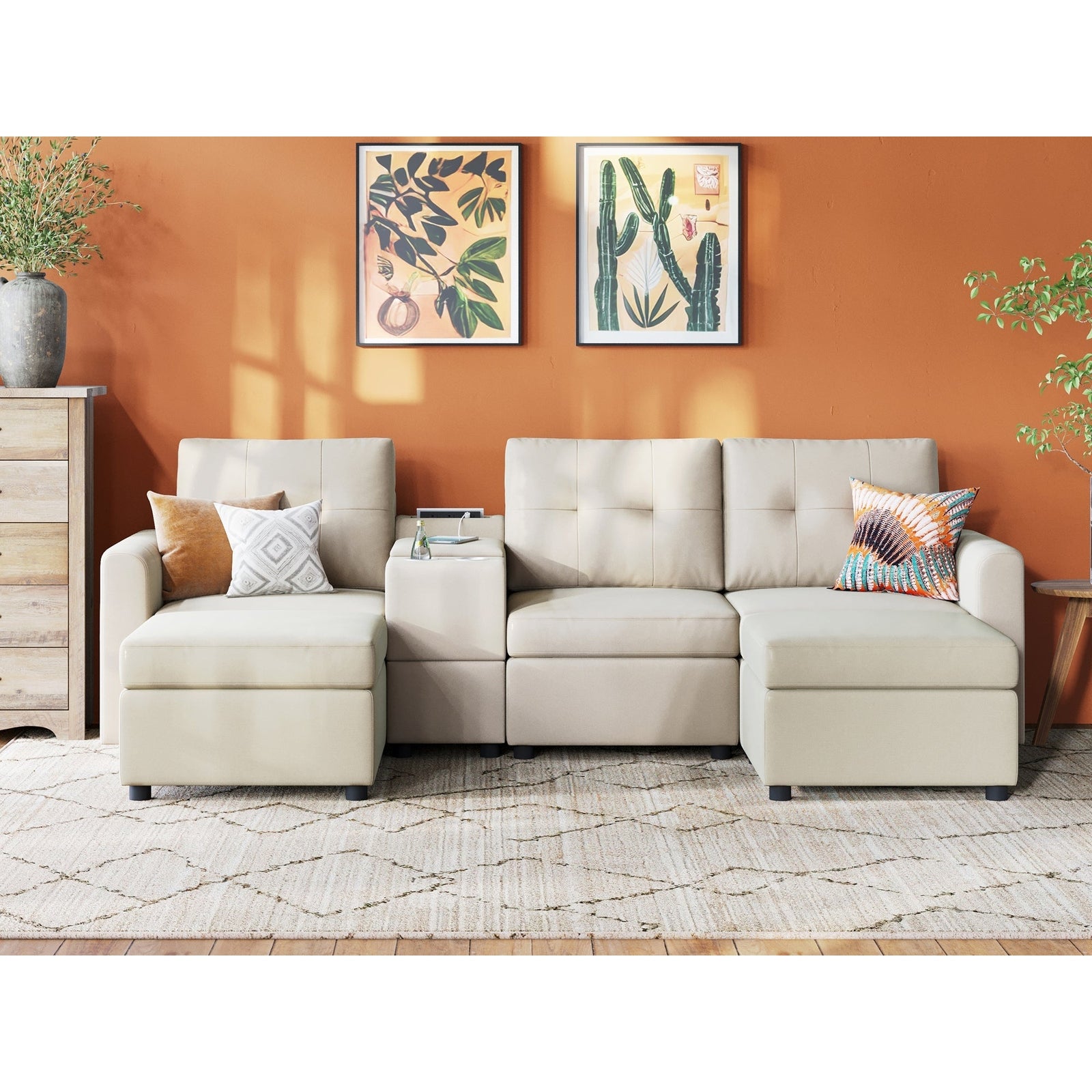 LINSY HOME RUBIK III 3 Seats With 2 Ottomans & Console - US-LH-SPF-Sofa-S800-A-32101-0-00