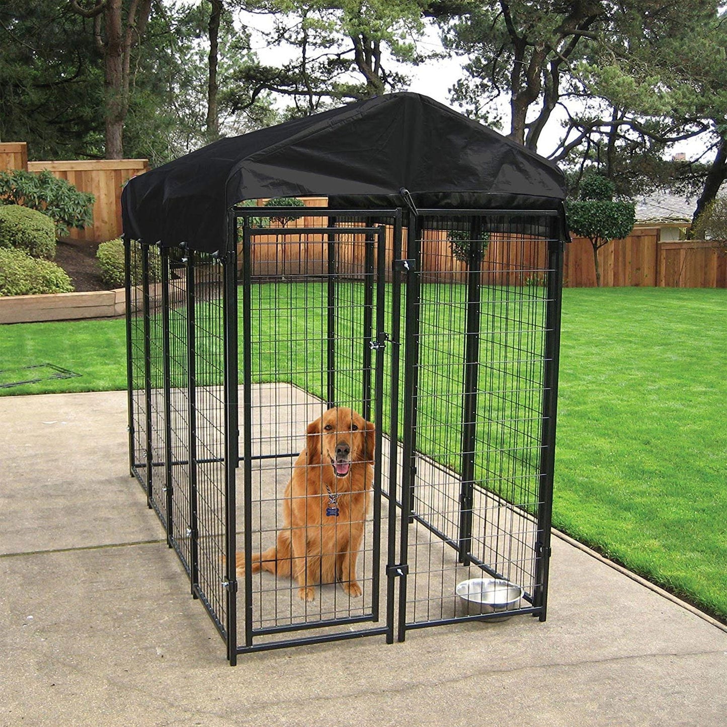Lucky Dog Uptown Large Outdoor Covered Kennel Heavy Duty Dog Fence Pen (6 Pack) - 108454