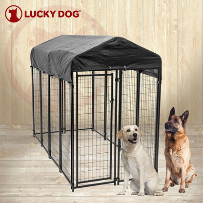 Lucky Dog Uptown Large Outdoor Covered Kennel Heavy Duty Dog Fence Pen (6 Pack) - 108454