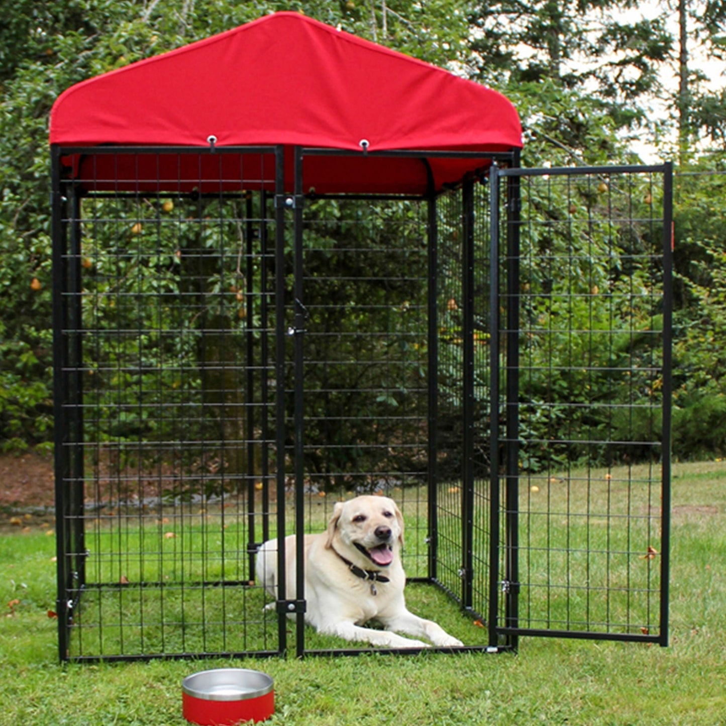 Lucky Dog Uptown Large Outdoor Covered Kennel Heavy Duty Dog Fence Pen (6 Pack) - 108454