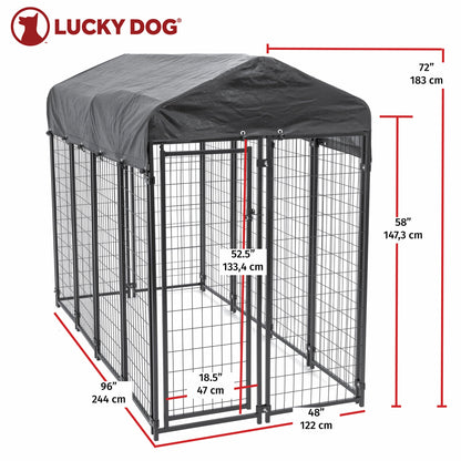 Lucky Dog Uptown Large Outdoor Covered Kennel Heavy Duty Dog Fence Pen (6 Pack) - 108454