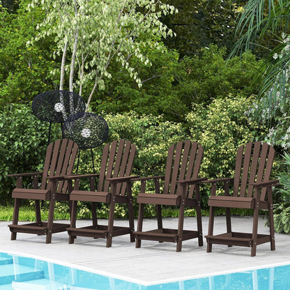Tangkula Outdoor Bar Stool, HDPE Tall Adirondack Chair with Armrest & Footrest - NP11571GR