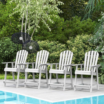 Tangkula Outdoor Bar Stool, HDPE Tall Adirondack Chair with Armrest & Footrest - NP11571GR