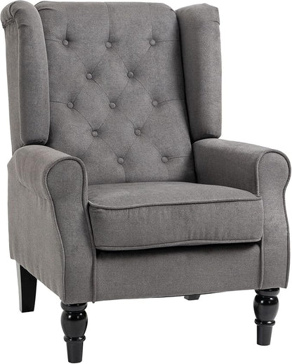 HomCom Button-Tufted Accent Chair with High Wingback, Rounded Cushioned Armrests and Thick Padded Seat, Blue - B07ZR3K7CL-1