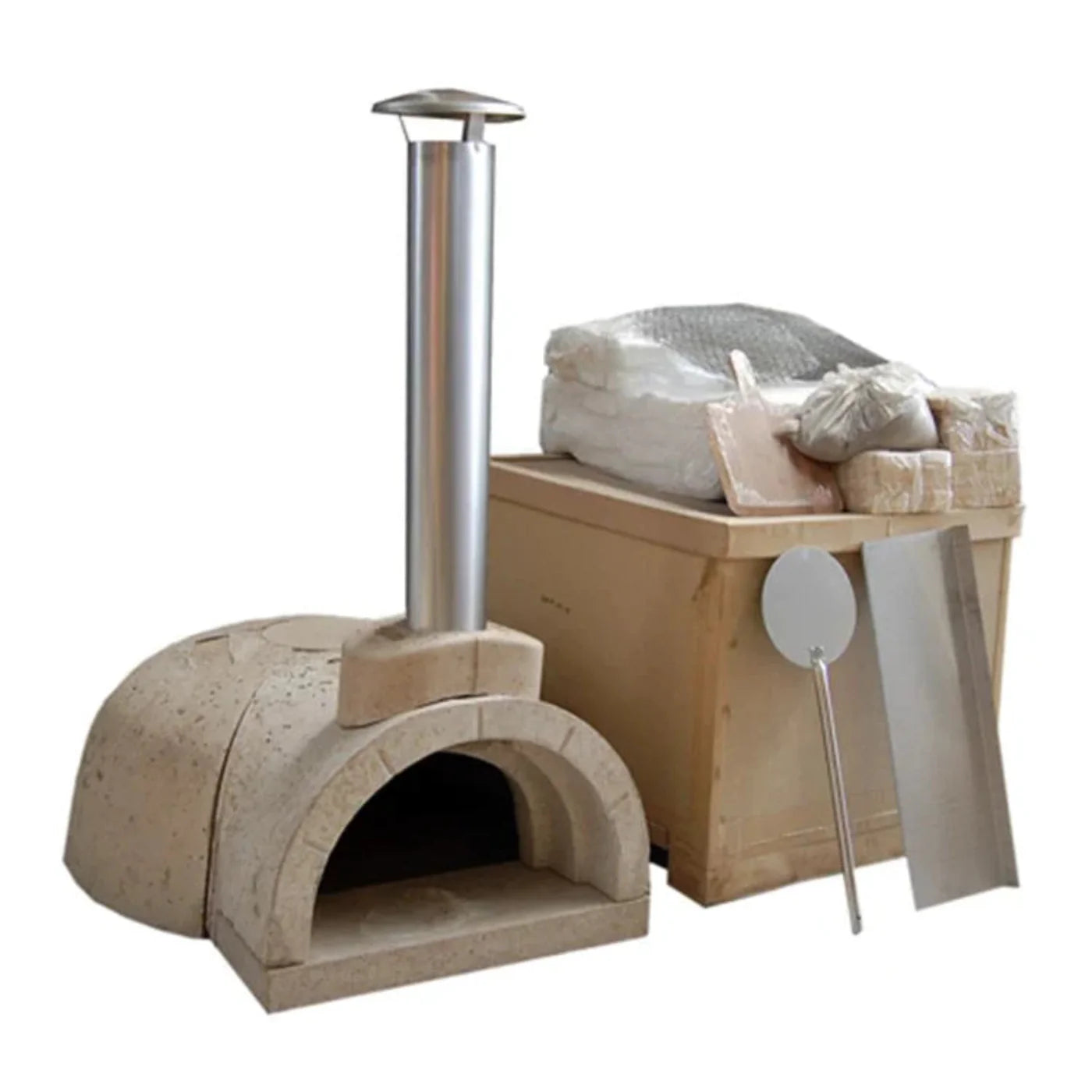 WPPO 39" x 50" x 25" DIY Tuscany Wood-Fired Outdoor Pizza Oven Kit with Stainless Steel Flue and Black Door WDIY-ADFUN - WDIY-ADFUN