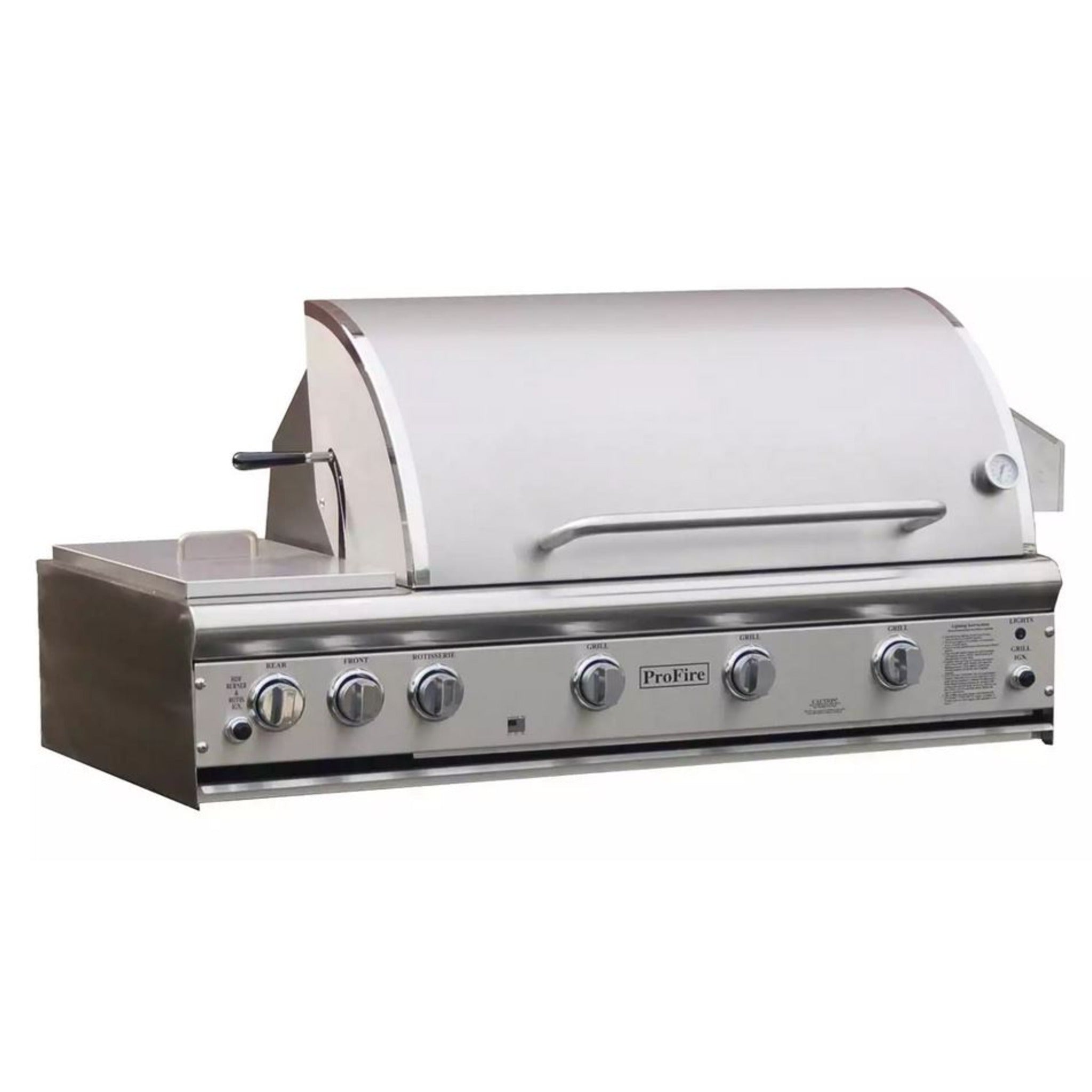 ProFire Deluxe Briquette Serie 48-Inch Built-In Infrared Hybrid Grill With Rotisserie & Double Side Burner -  BQDLX48RSIH-P