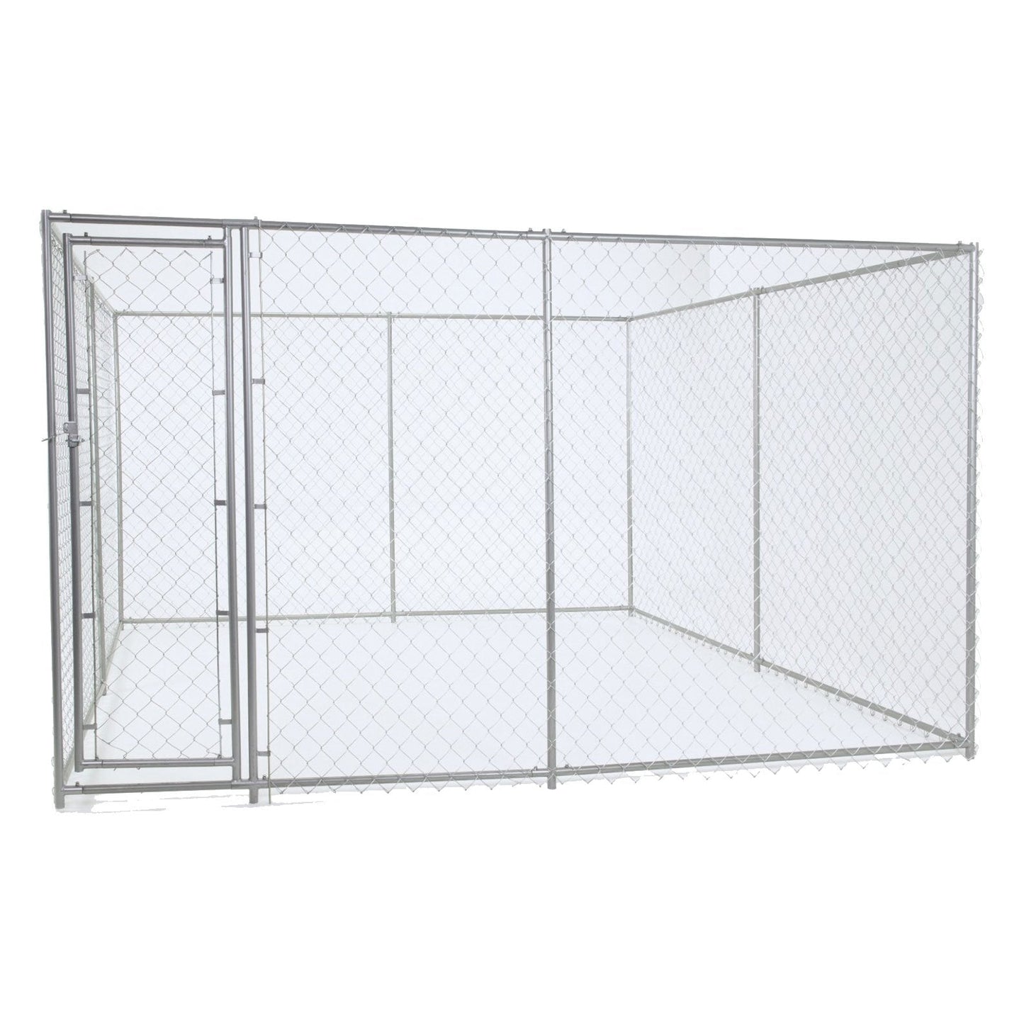 Lucky Dog 10' x 10' Chain Link Dog Kennel (2 Pack) & Waterproof Roof (2 Pack) - 174385