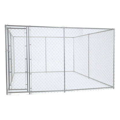 Lucky Dog 10' x 10' Chain Link Dog Kennel (2 Pack) & Waterproof Roof Cover - 174393