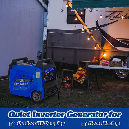 BILT HARD Generator 5500 Watt, Door Generators for Home Backup ual Fuel Quiet Inverter Generator with Electric Start, 120V NEMA 5-20R, NEMA TT-30R and 12V DC Output, 224cc Portable Outdand RV Ready - TGA-0253